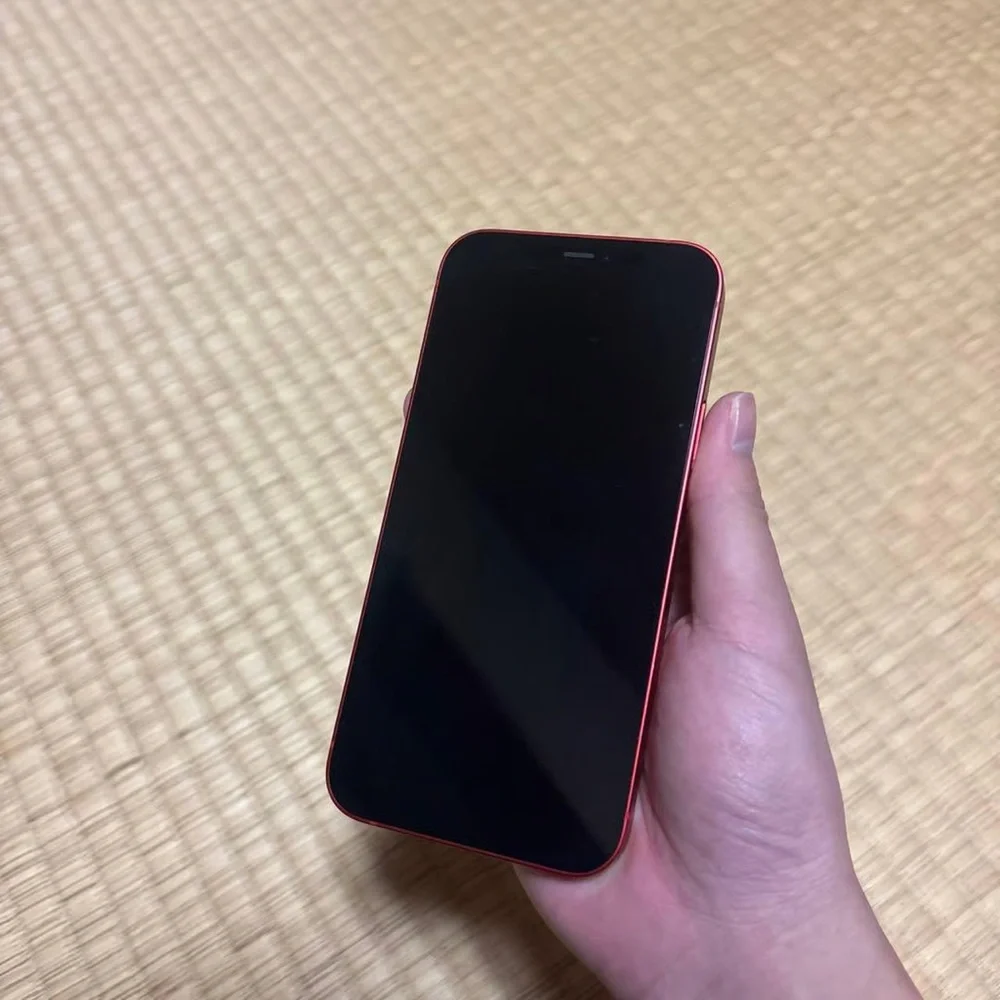 Apple Smartphone in Red with Blue Display